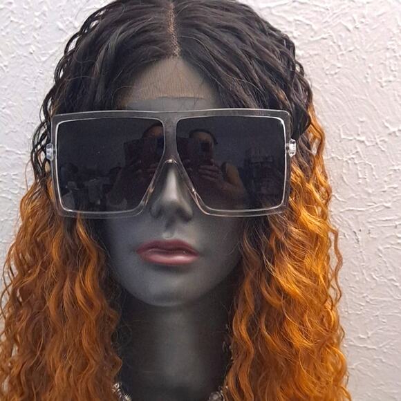 Vintage Oversize Square Sunglasses Luxury Brand Big Frame Women Sun Glas… - Picture 1 of 6